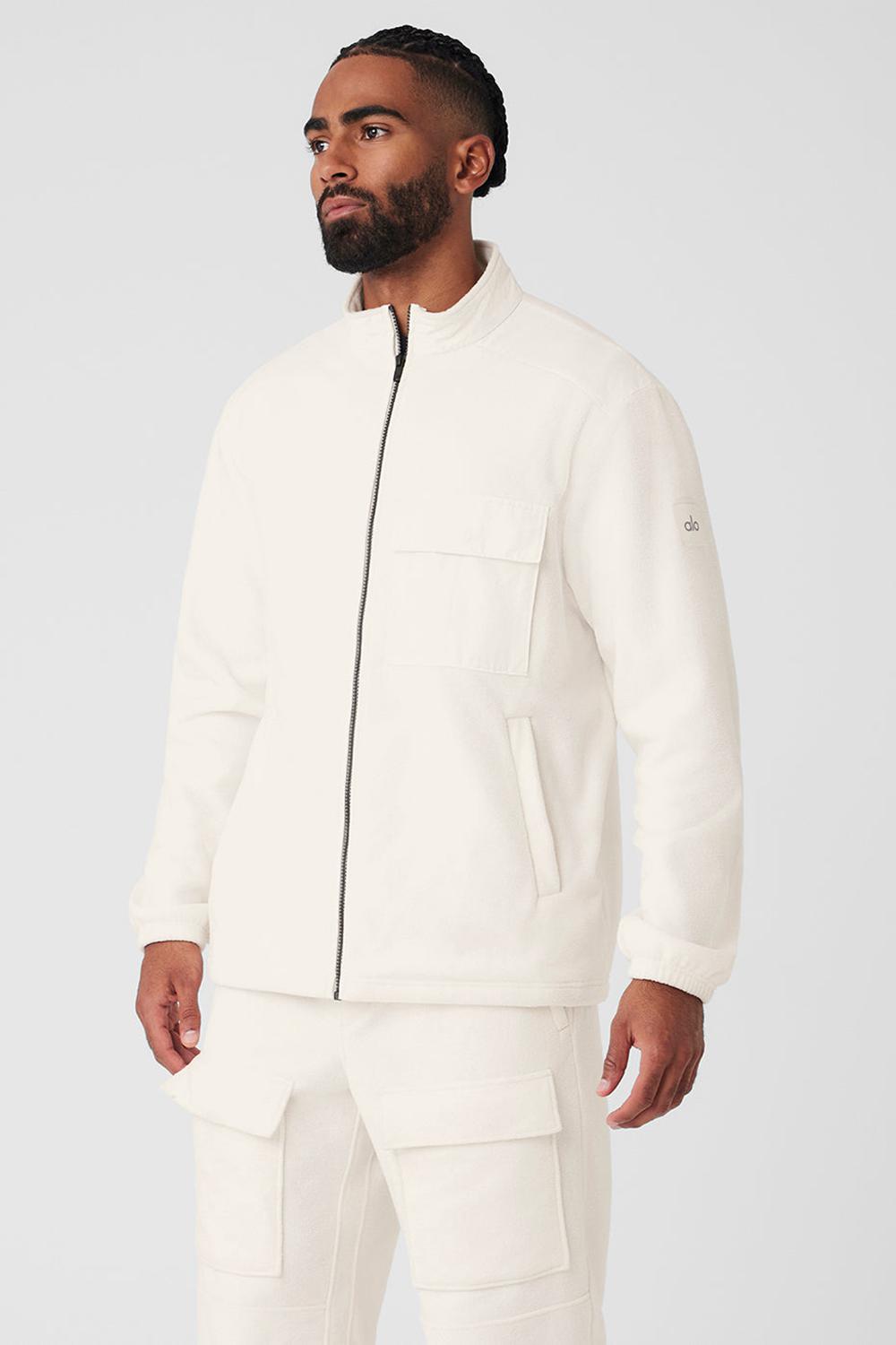 Alo Yoga Polar Fleece Ridge Full Zip Uomo Giacca Ivory | Italia  GDE-837125