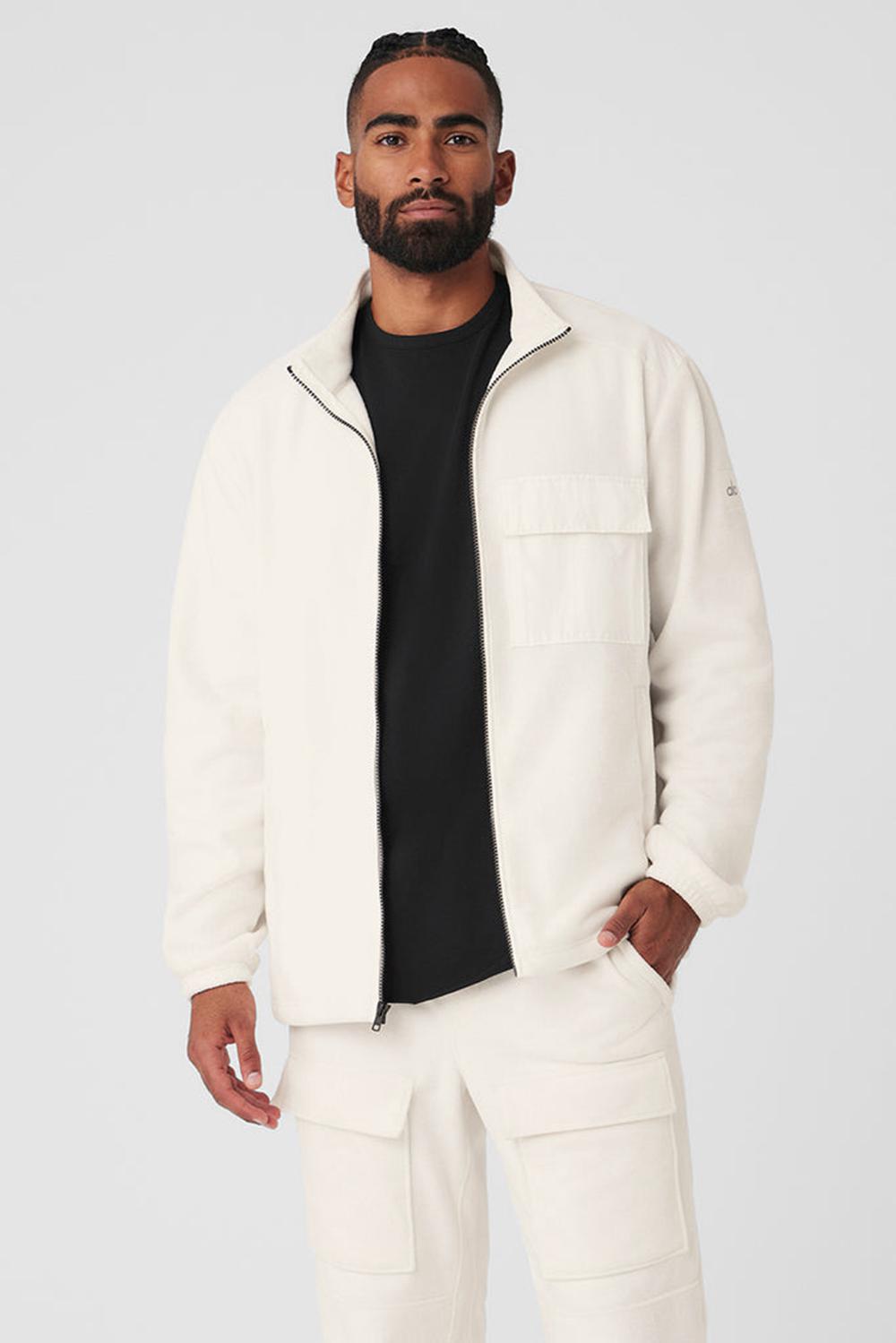Alo Yoga Polar Fleece Ridge Full Zip Uomo Giacca Ivory | Italia  GDE-837125