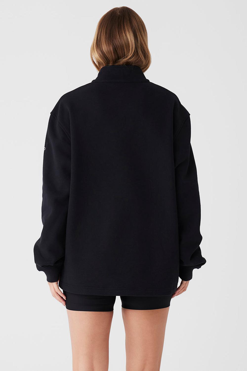 Alo Yoga Renown Heavy Weight 1/4 Zip Donna Felpa con Cappuccio Nere | Italia  CZS-671580