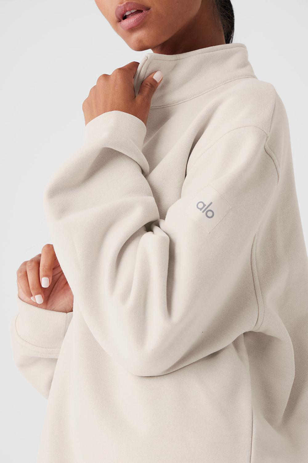 Alo Yoga Renown Heavy Weight 1/4 Zip Donna Felpa con Cappuccio Bone | Italia  YIL-579214