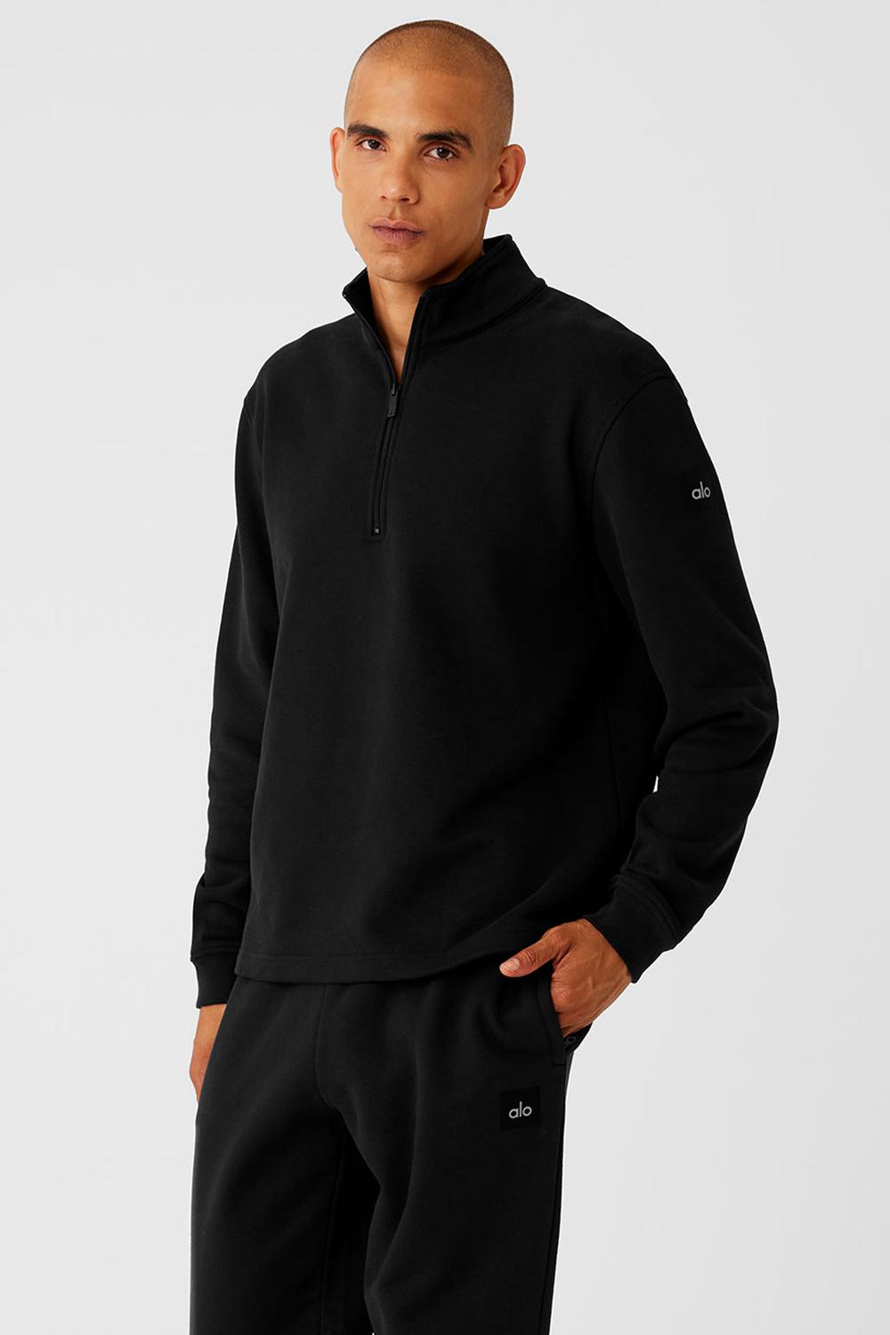 Alo Yoga Renown Heavy Weight 1/4 Zip Uomo Felpa con Cappuccio Nere | Italia  JGU-439501