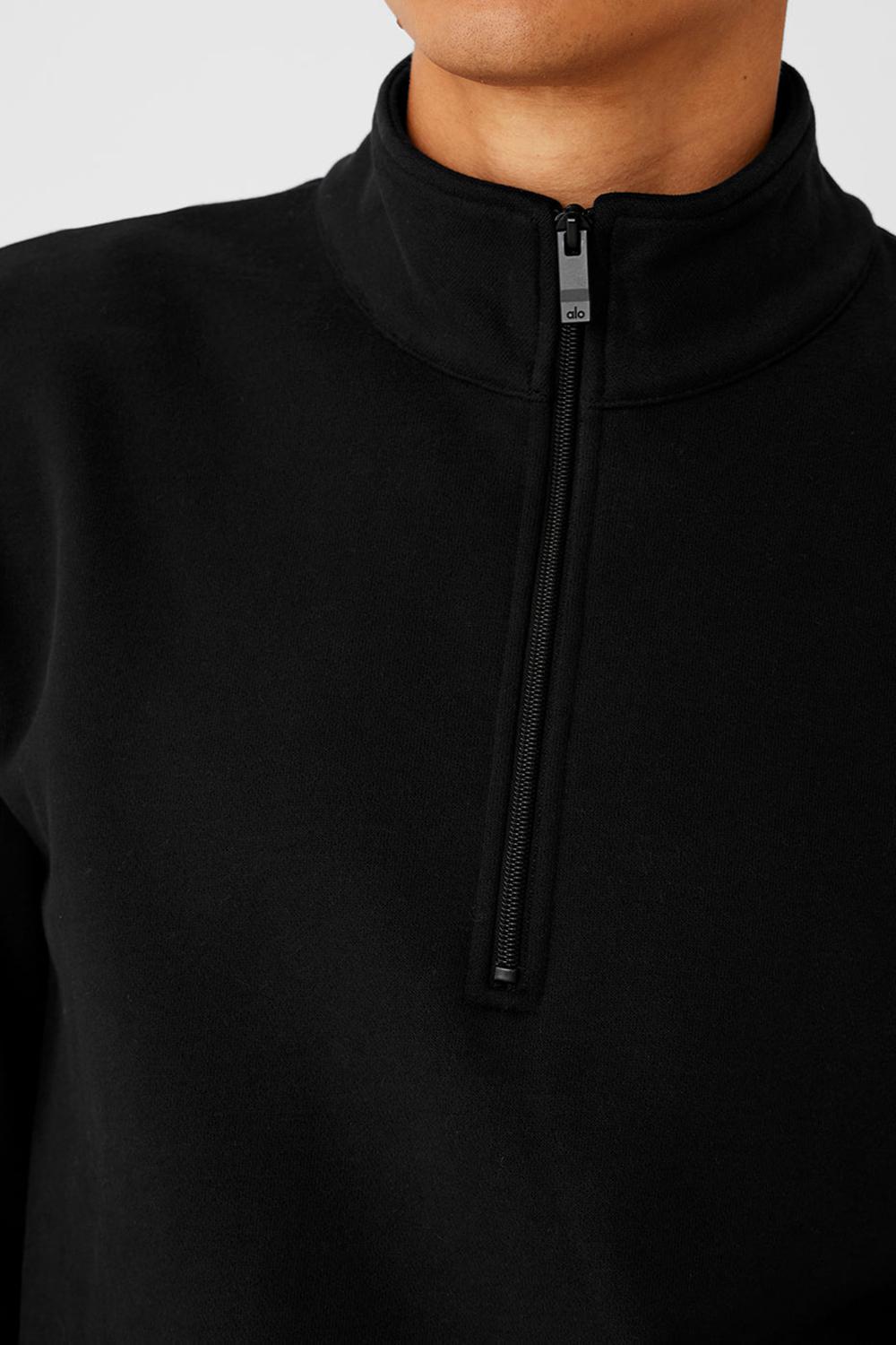 Alo Yoga Renown Heavy Weight 1/4 Zip Uomo Felpa con Cappuccio Nere | Italia  JGU-439501