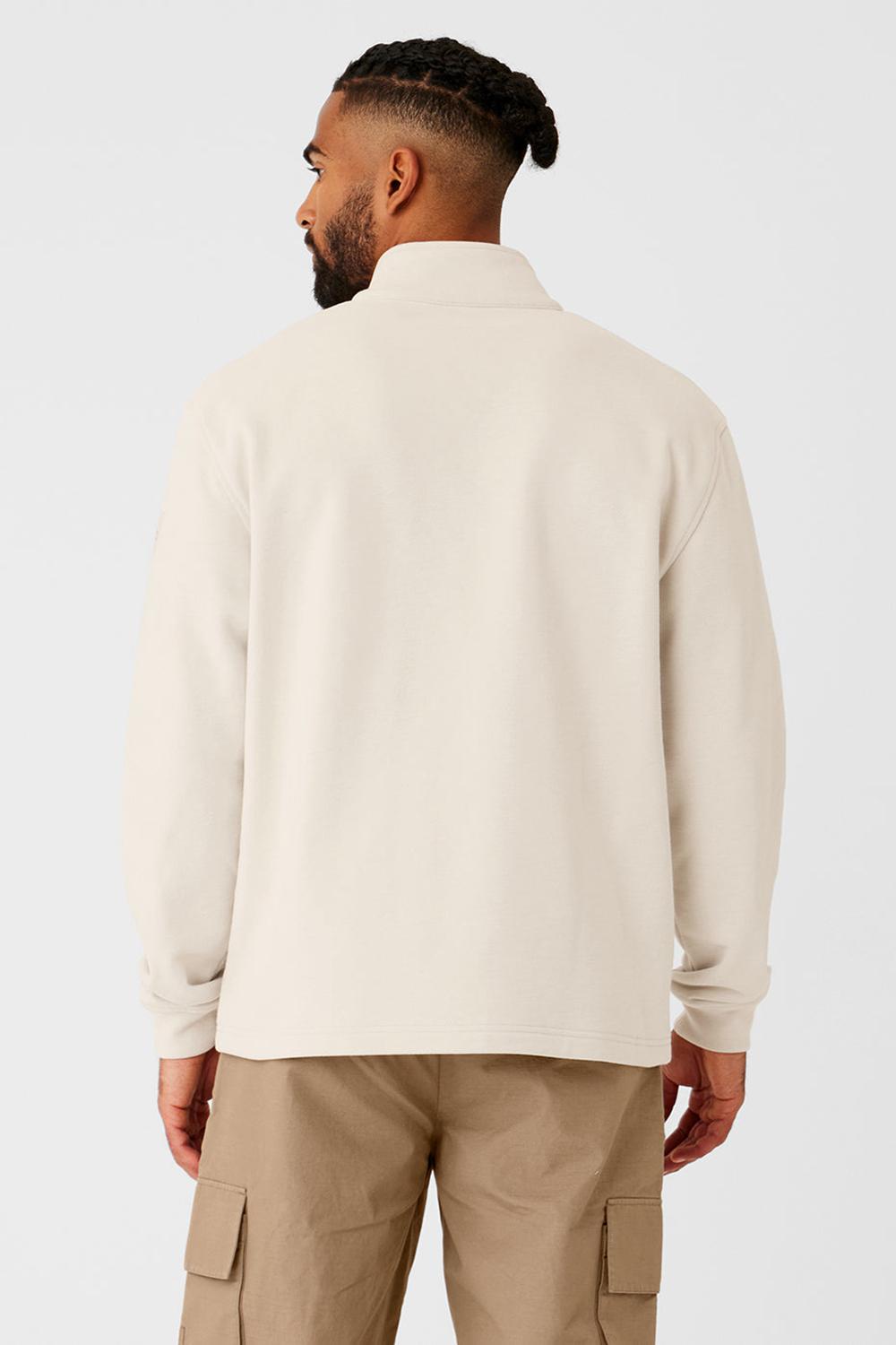 Alo Yoga Renown Heavy Weight 1/4 Zip Uomo Felpa con Cappuccio Bone | Italia  GNB-985314