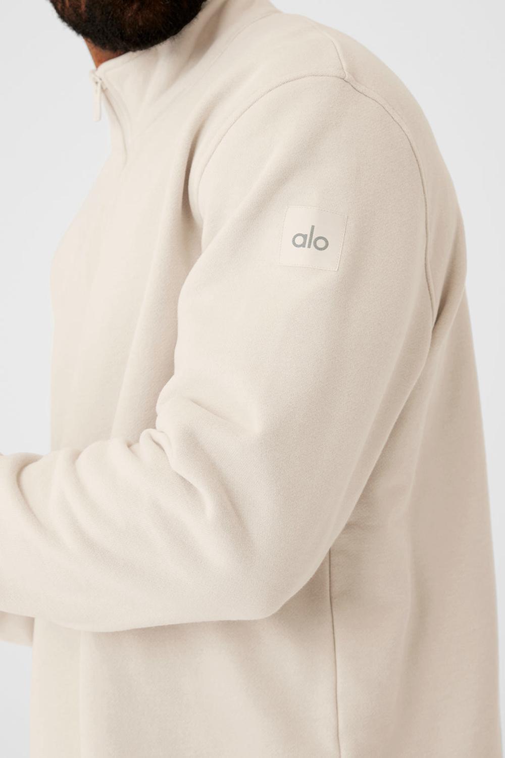 Alo Yoga Renown Heavy Weight 1/4 Zip Uomo Felpa con Cappuccio Bone | Italia  GNB-985314