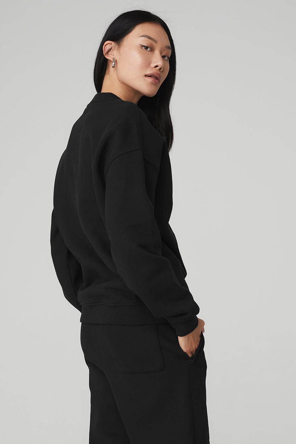 Alo Yoga Renown Heavy Weight Crew Neck Donna Pullover Nere | Italia  FYI-819267