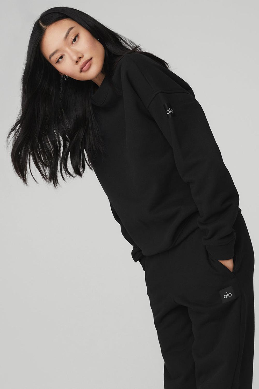 Alo Yoga Renown Heavy Weight Crew Neck Donna Pullover Nere | Italia  FYI-819267