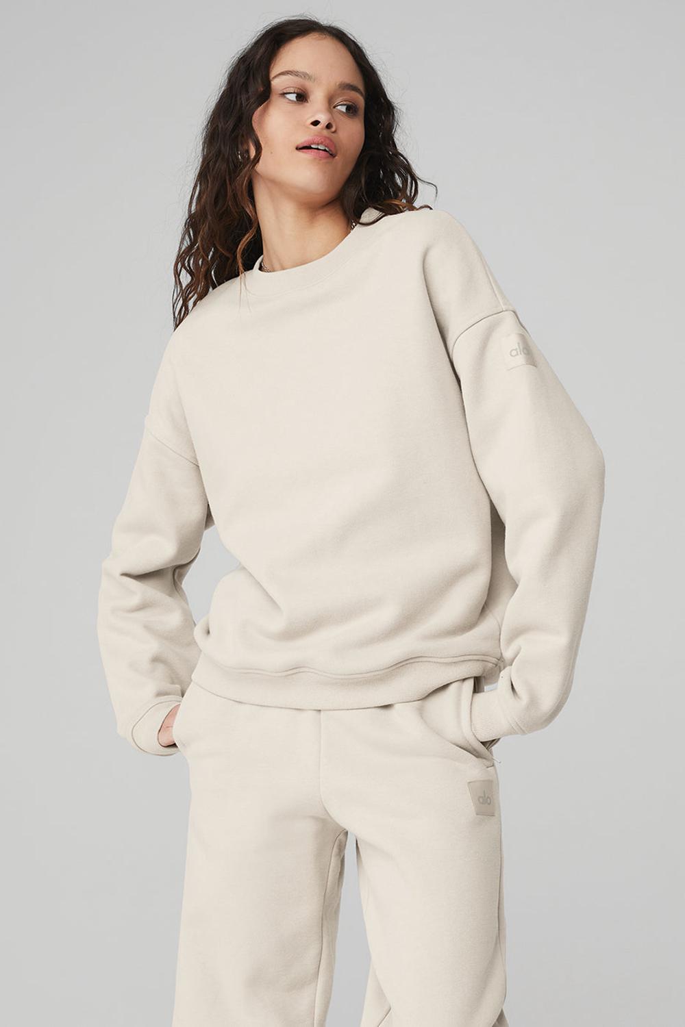 Alo Yoga Renown Heavy Weight Crew Neck Donna Pullover Bone | Italia  NJS-179628