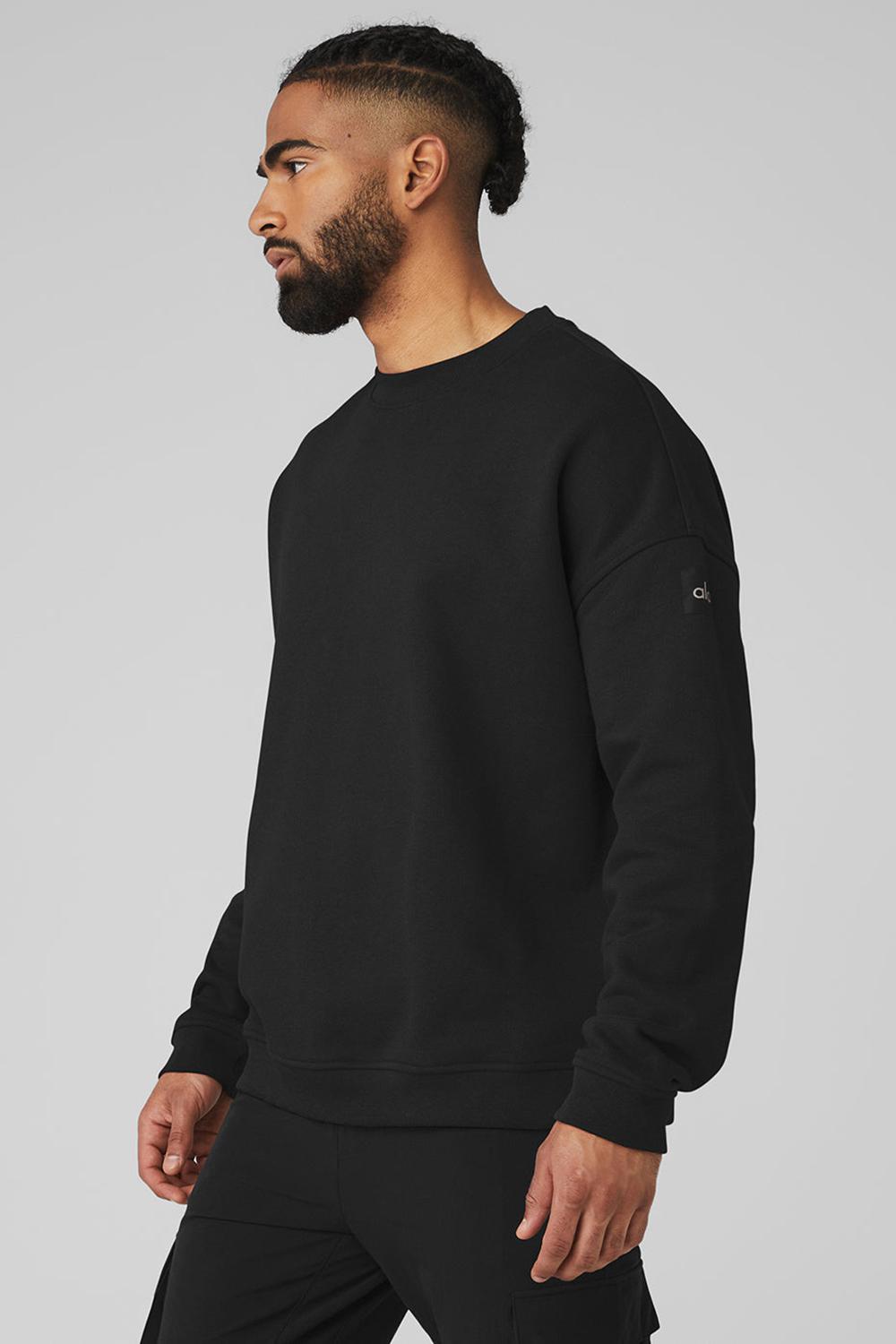 Alo Yoga Renown Heavy Weight Crew Neck Uomo Pullover Nere | Italia  SRF-549802