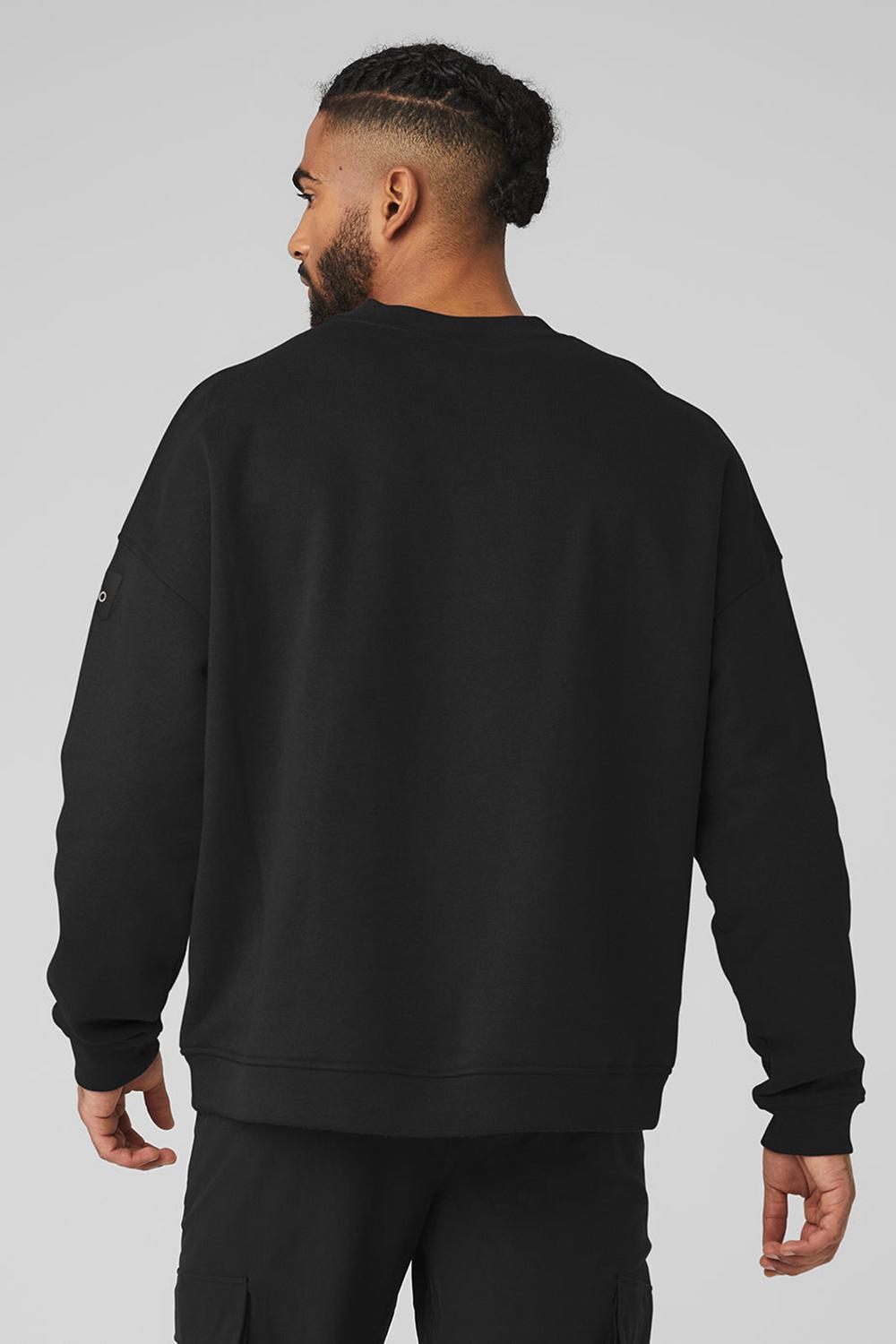 Alo Yoga Renown Heavy Weight Crew Neck Uomo Pullover Nere | Italia  SRF-549802
