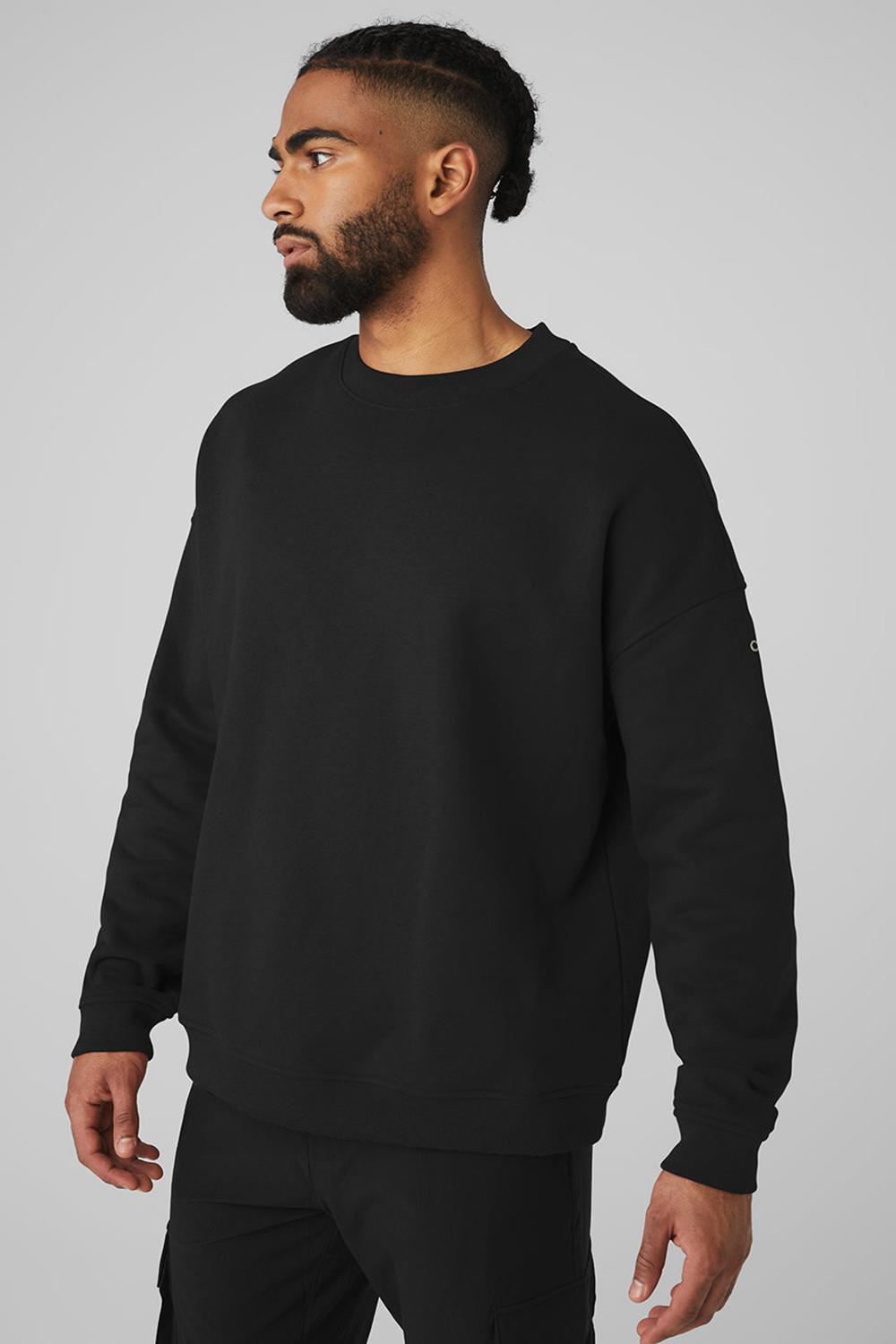 Alo Yoga Renown Heavy Weight Crew Neck Uomo Pullover Nere | Italia  SRF-549802