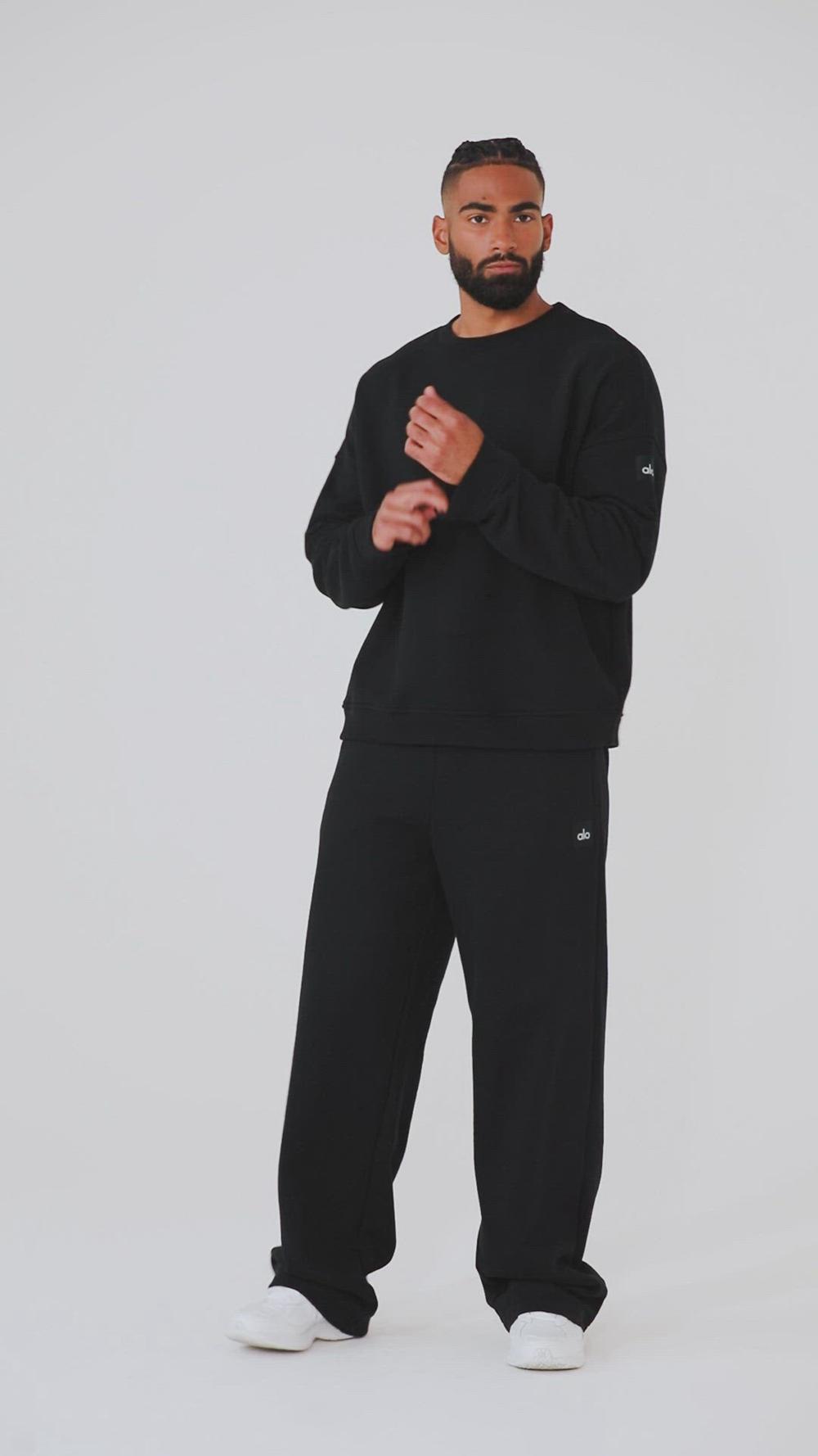 Alo Yoga Renown Heavy Weight Crew Neck Uomo Pullover Nere | Italia  SRF-549802