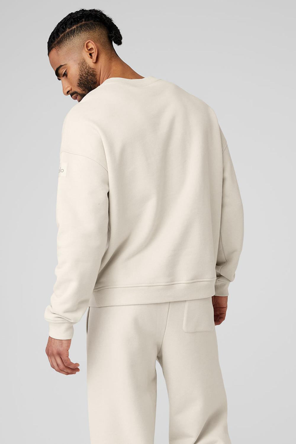 Alo Yoga Renown Heavy Weight Crew Neck Uomo Pullover Bone | Italia  WZF-025439