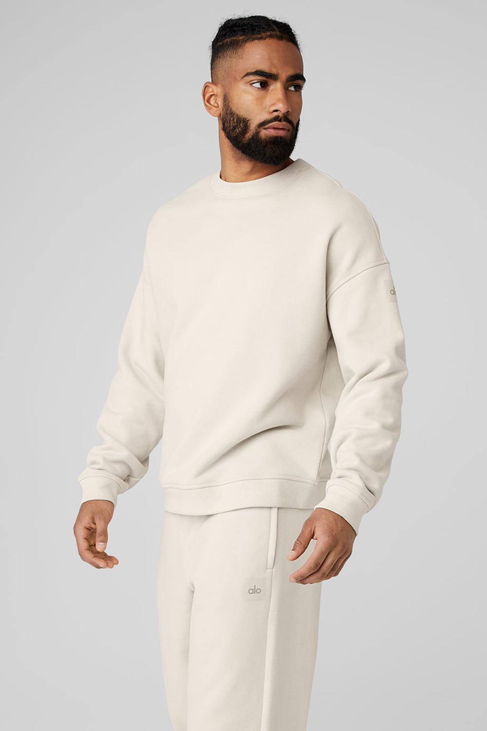Alo Yoga Renown Heavy Weight Crew Neck Uomo Pullover Bone | Italia  WZF-025439