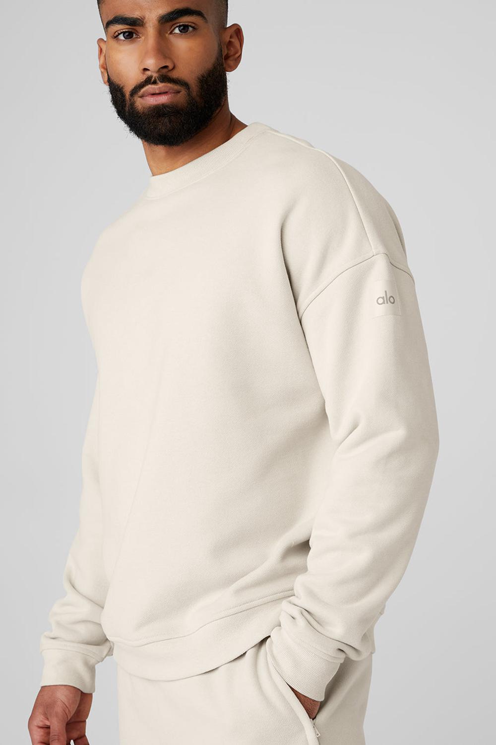 Alo Yoga Renown Heavy Weight Crew Neck Uomo Pullover Bone | Italia  WZF-025439