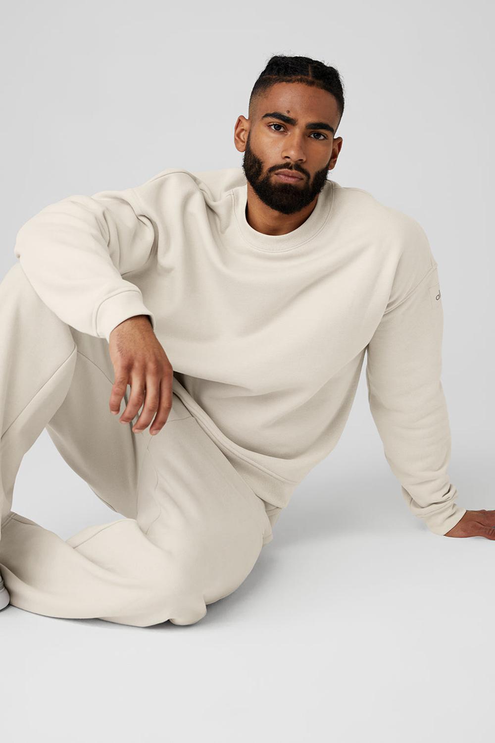 Alo Yoga Renown Heavy Weight Crew Neck Uomo Pullover Bone | Italia  WZF-025439