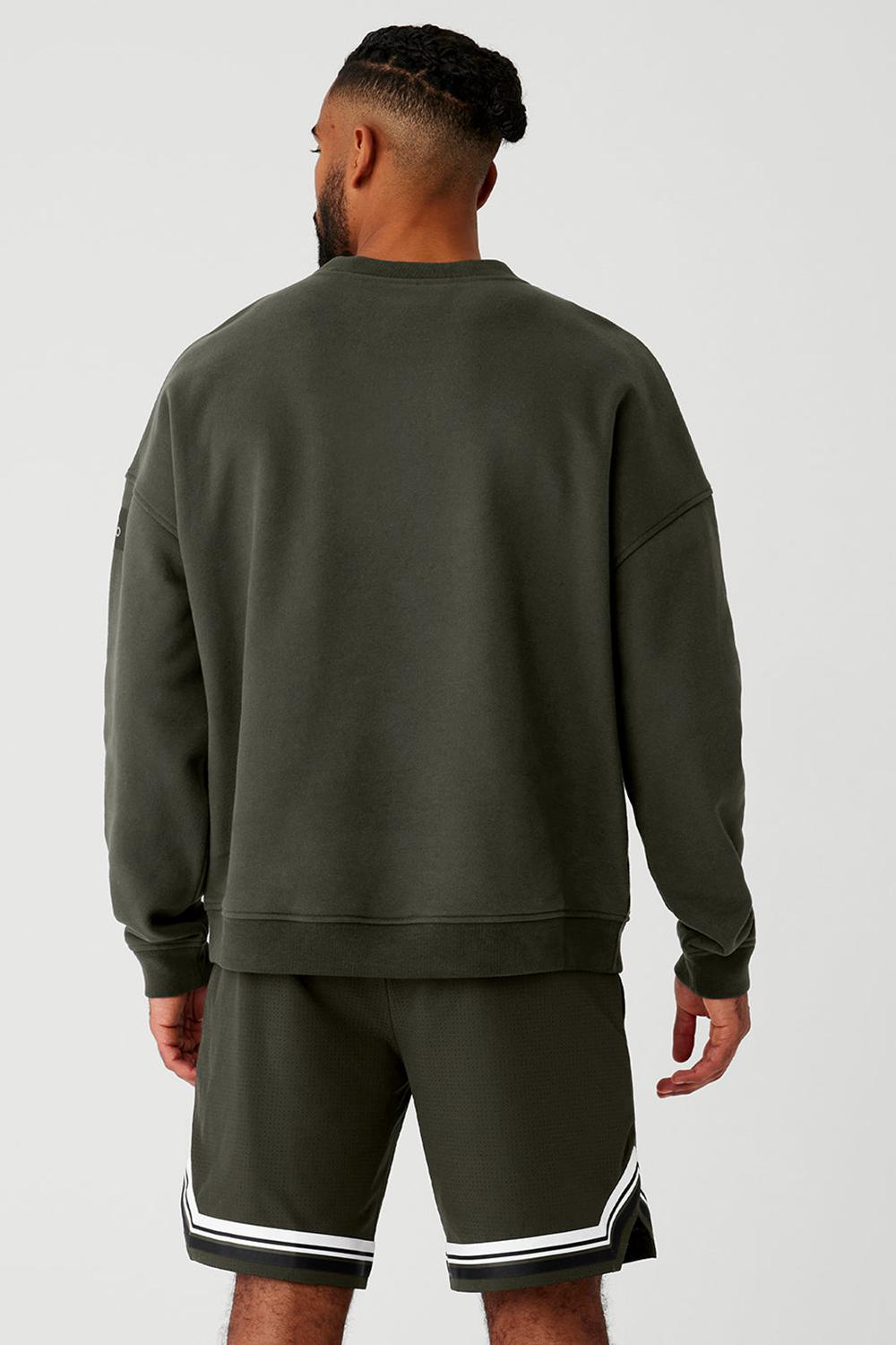 Alo Yoga Renown Heavy Weight Crew Neck Uomo Pullover Verdi | Italia  SGK-753982