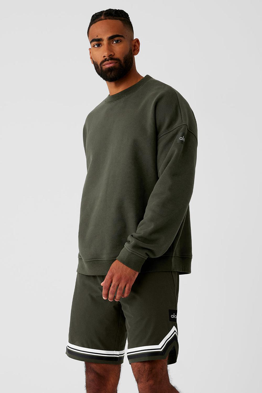 Alo Yoga Renown Heavy Weight Crew Neck Uomo Pullover Verdi | Italia  SGK-753982