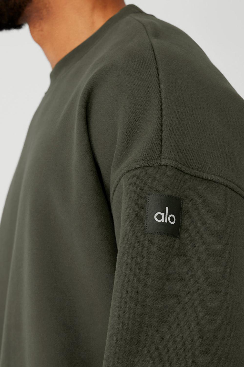 Alo Yoga Renown Heavy Weight Crew Neck Uomo Pullover Verdi | Italia  SGK-753982