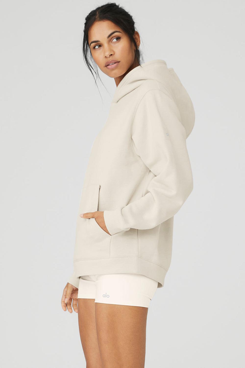 Alo Yoga Renown Heavy Weight Donna Felpa con Cappuccio Bone | Italia  KRW-315267