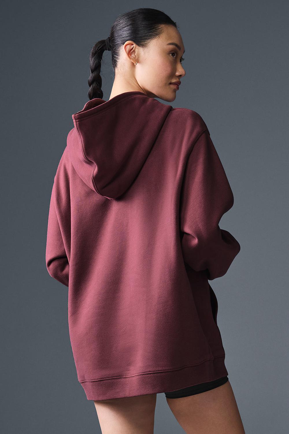 Alo Yoga Renown Heavy Weight Donna Felpa con Cappuccio Bordeaux | Italia  CYE-108496