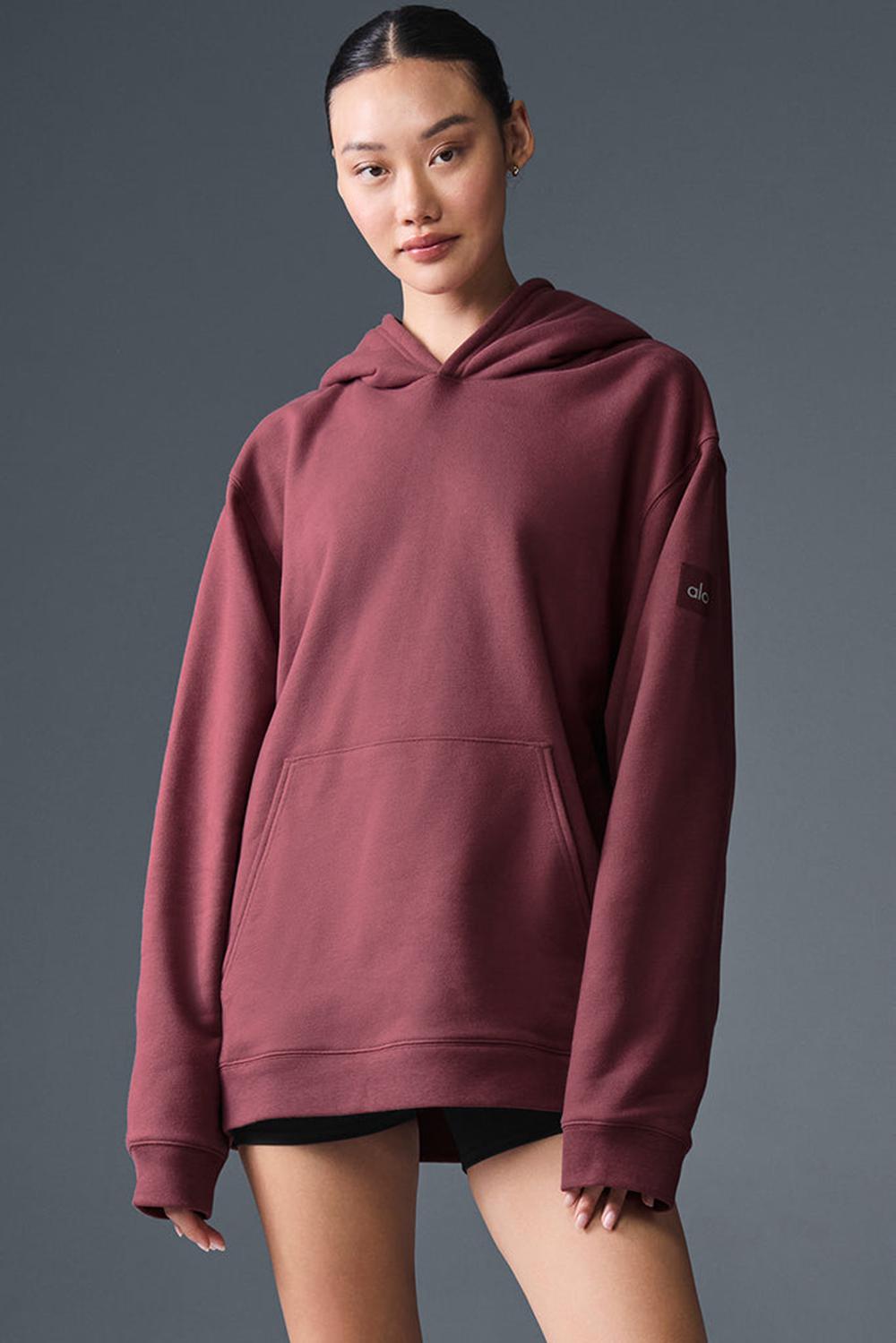Alo Yoga Renown Heavy Weight Donna Felpa con Cappuccio Bordeaux | Italia  CYE-108496