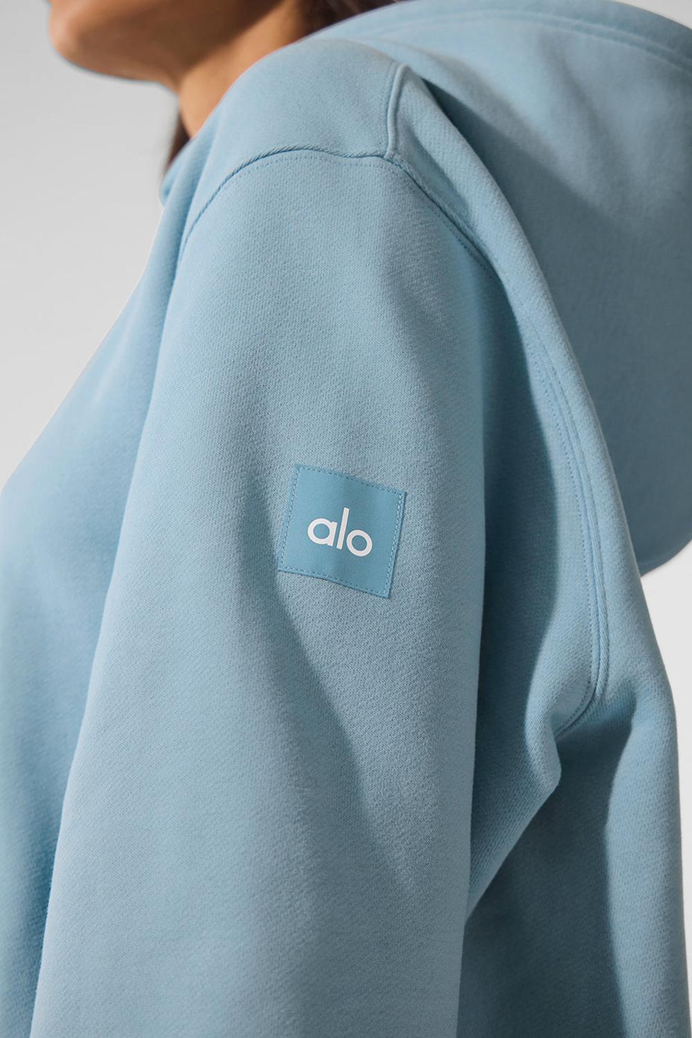 Alo Yoga Renown Heavy Weight Donna Felpa con Cappuccio Blu | Italia  IOR-145209
