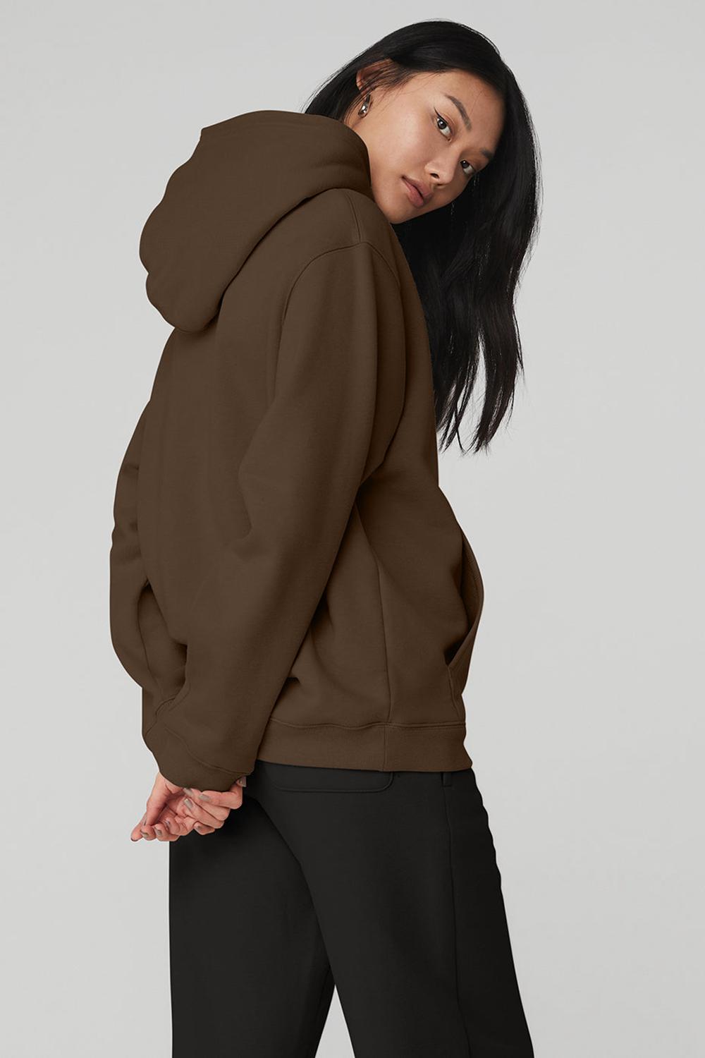 Alo Yoga Renown Heavy Weight Donna Felpa con Cappuccio Espresso | Italia  TRJ-384965