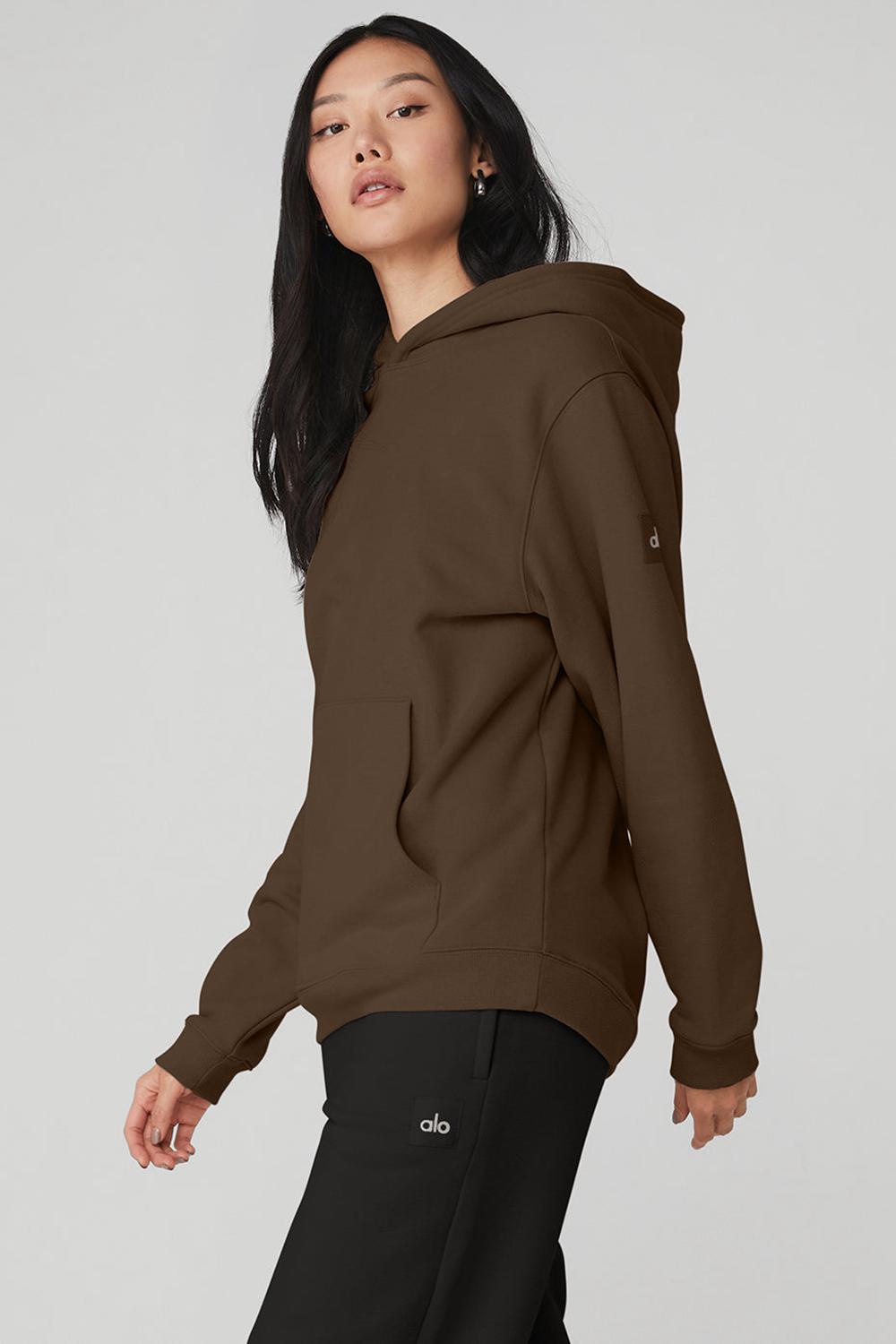 Alo Yoga Renown Heavy Weight Donna Felpa con Cappuccio Espresso | Italia  TRJ-384965