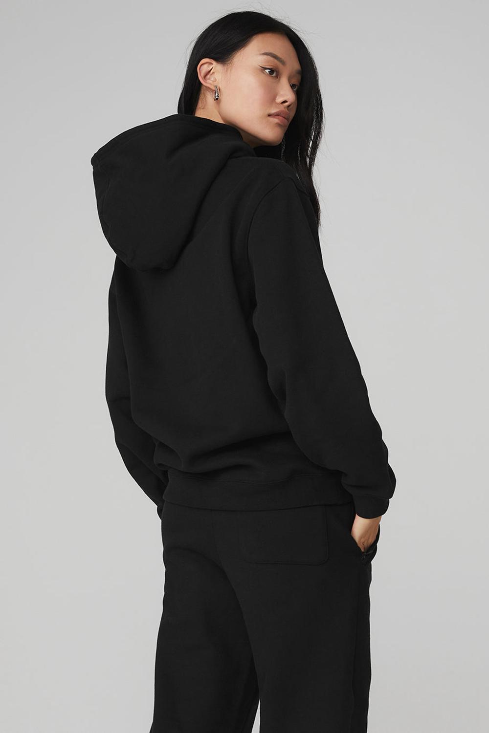 Alo Yoga Renown Heavy Weight Donna Felpa con Cappuccio Nere | Italia  LCX-930271