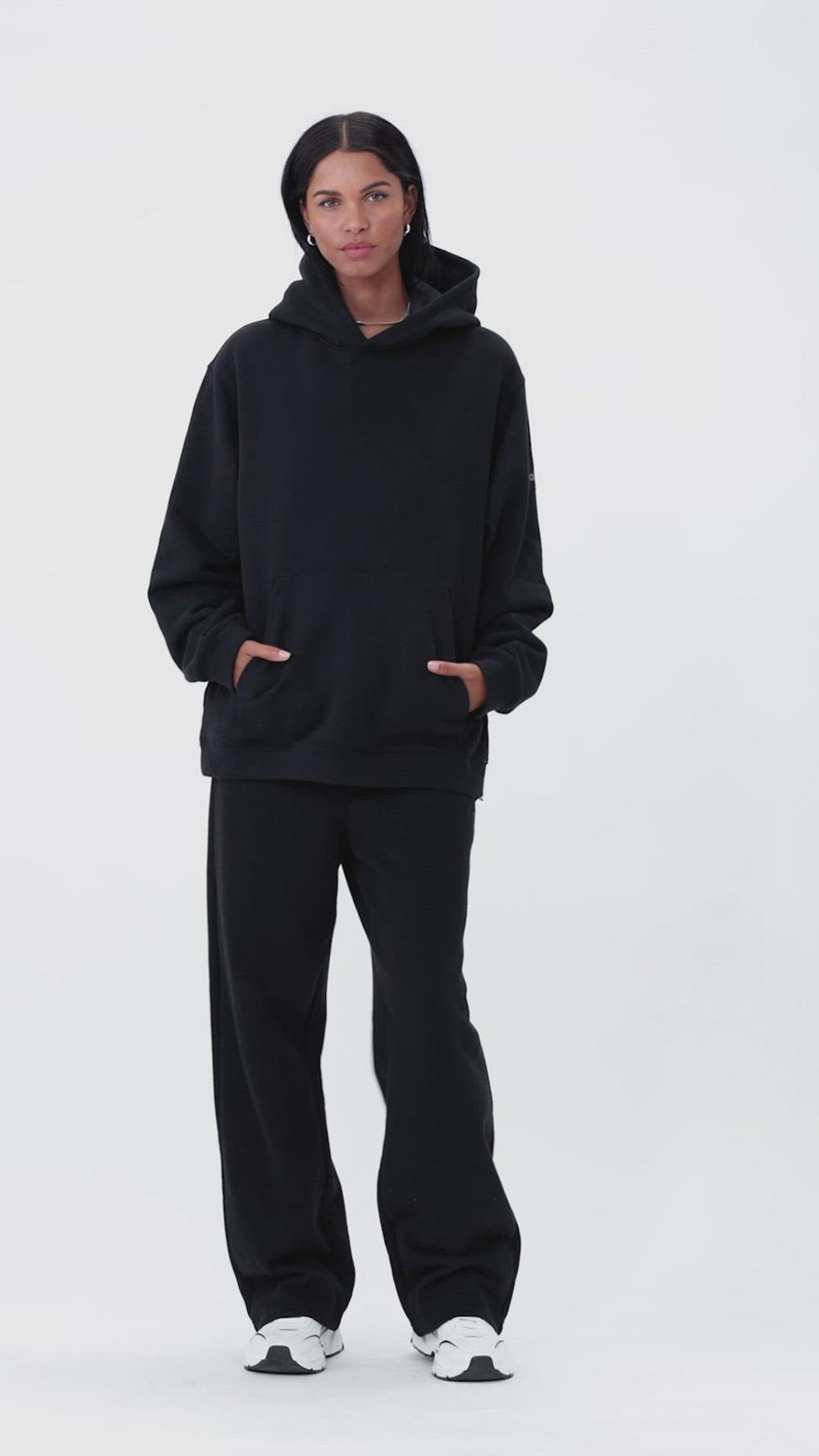 Alo Yoga Renown Heavy Weight Donna Felpa con Cappuccio Nere | Italia  LCX-930271
