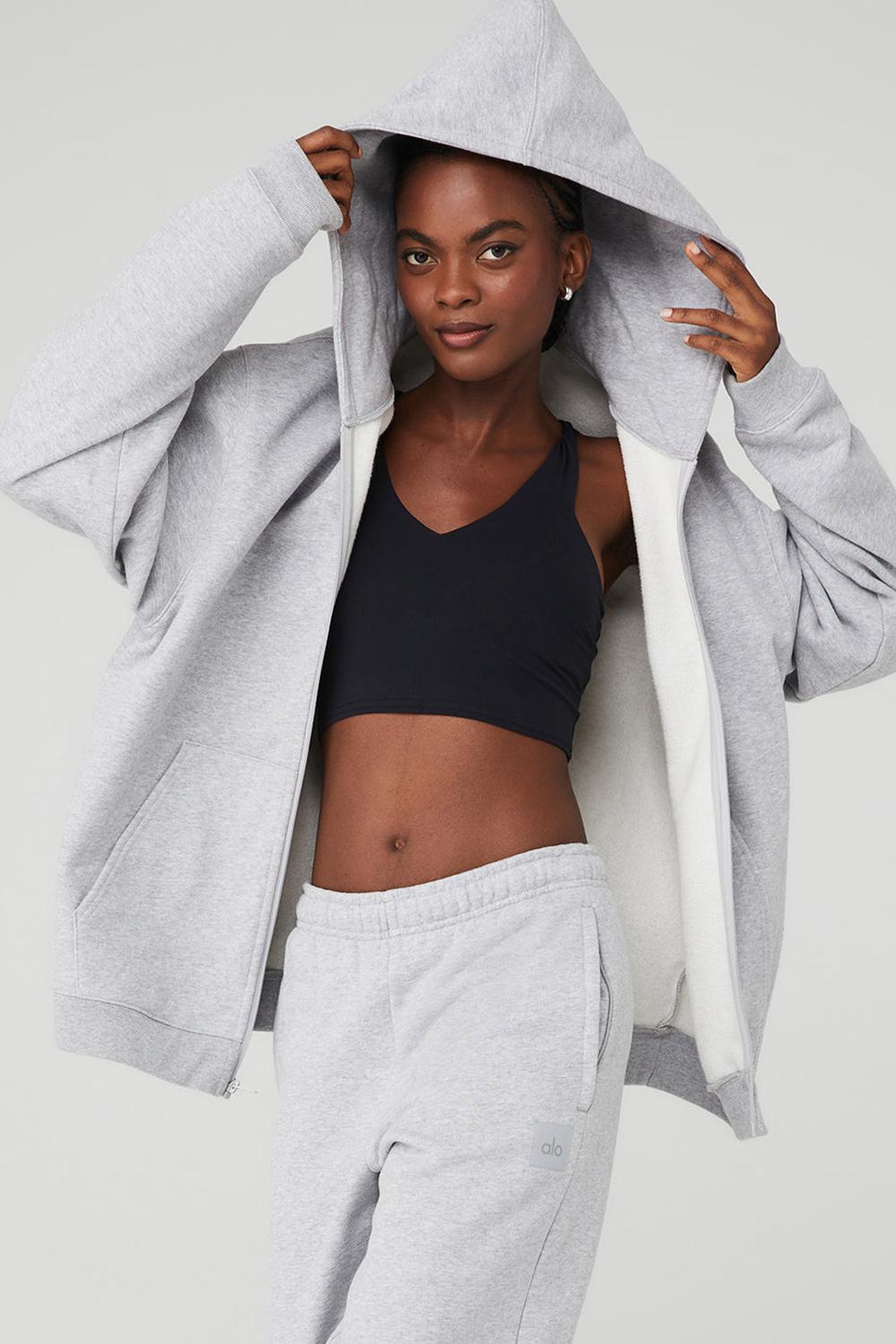 Alo Yoga Renown Heavy Weight Full Zip Donna Felpa con Cappuccio Grigie | Italia  YBT-103876