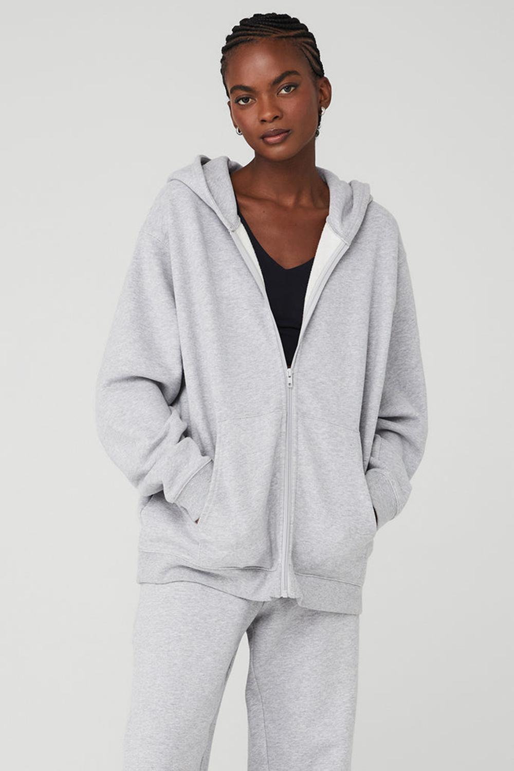 Alo Yoga Renown Heavy Weight Full Zip Donna Felpa con Cappuccio Grigie | Italia  YBT-103876