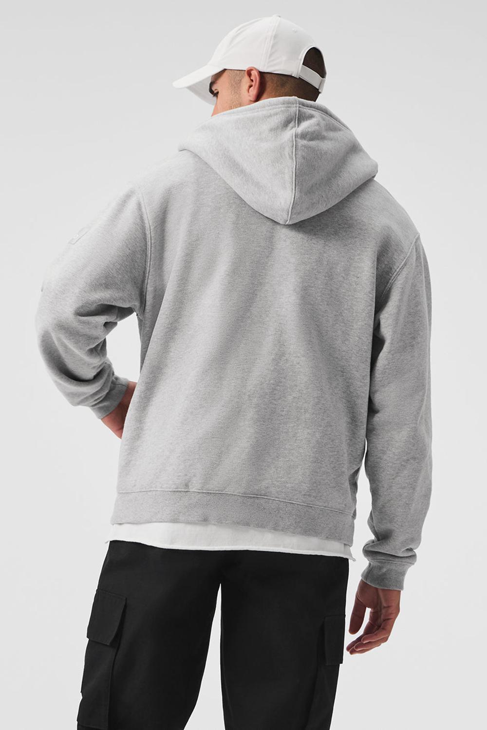 Alo Yoga Renown Heavy Weight Full Zip Uomo Felpa con Cappuccio Grigie | Italia  JIN-728450