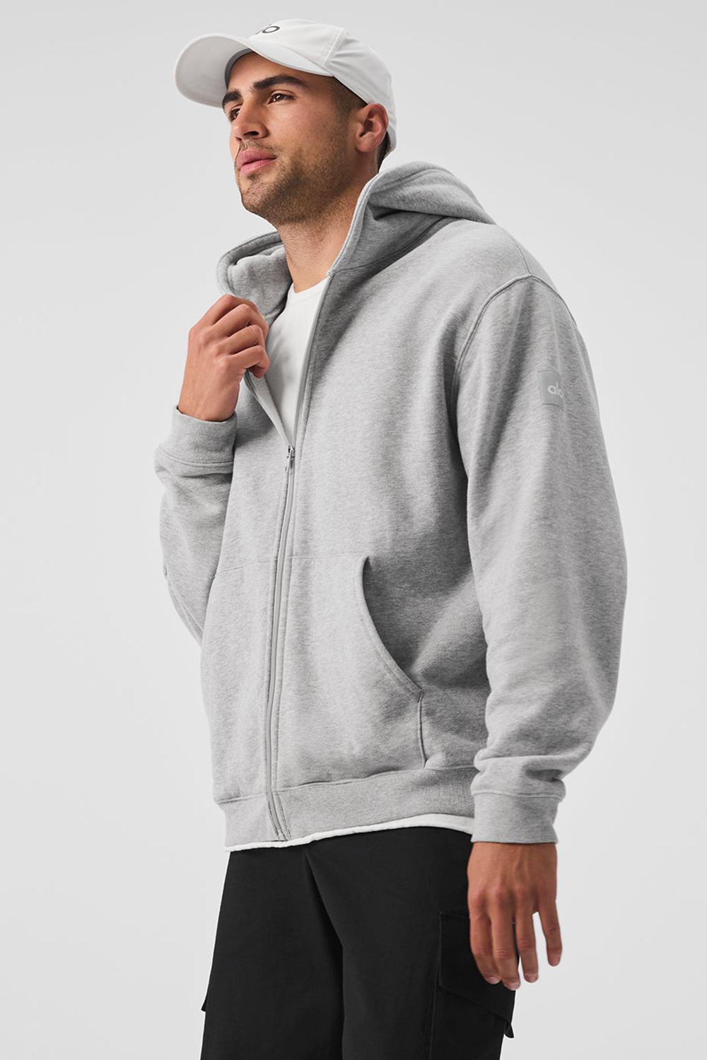 Alo Yoga Renown Heavy Weight Full Zip Uomo Felpa con Cappuccio Grigie | Italia  JIN-728450