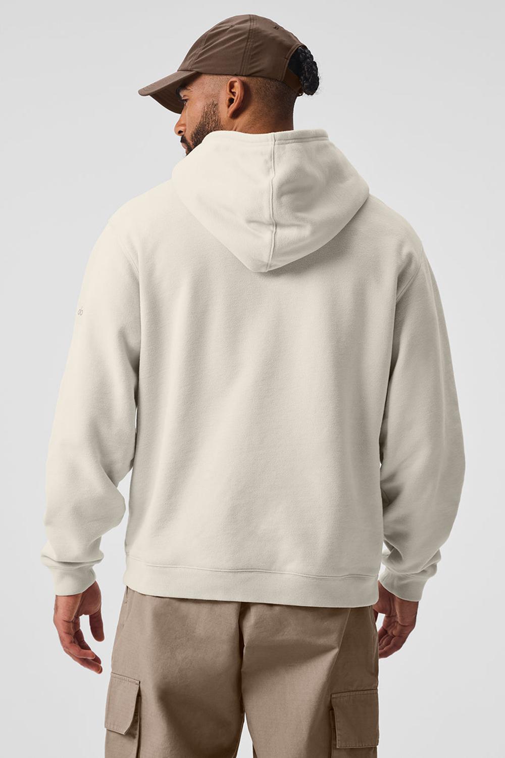 Alo Yoga Renown Heavy Weight Uomo Felpa con Cappuccio Bone | Italia  JXI-809573