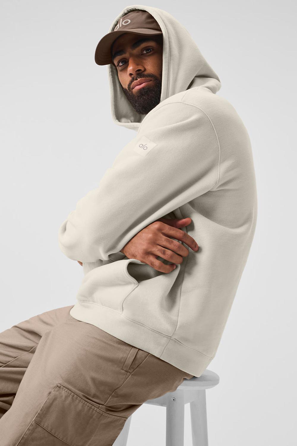 Alo Yoga Renown Heavy Weight Uomo Felpa con Cappuccio Bone | Italia  JXI-809573