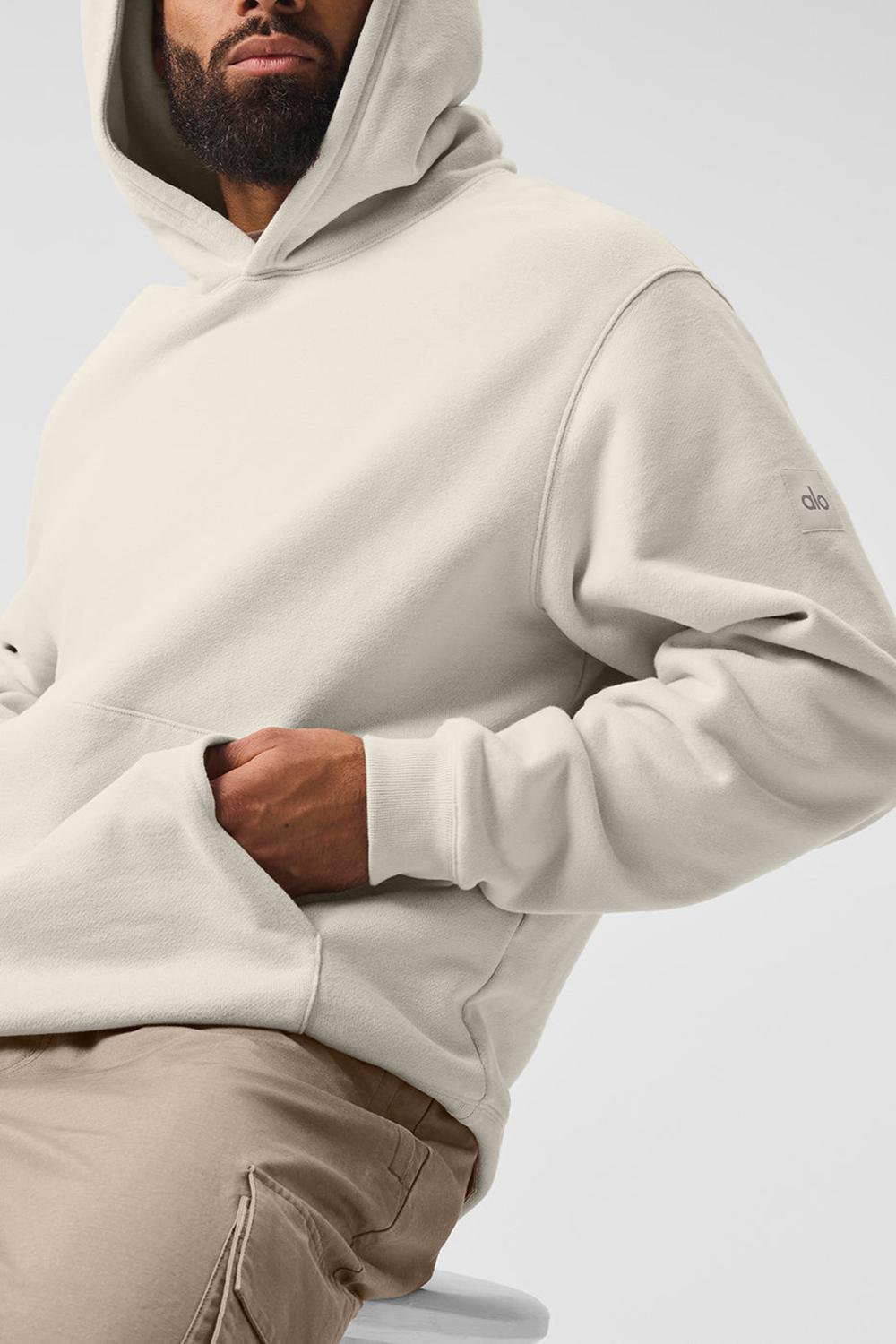 Alo Yoga Renown Heavy Weight Uomo Felpa con Cappuccio Bone | Italia  JXI-809573