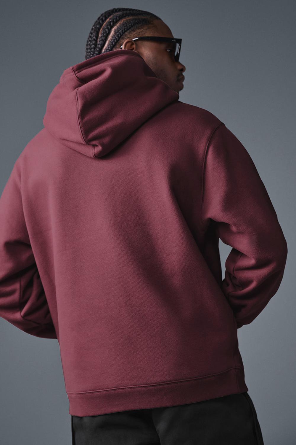 Alo Yoga Renown Heavy Weight Uomo Felpa con Cappuccio Bordeaux | Italia  IDF-603519