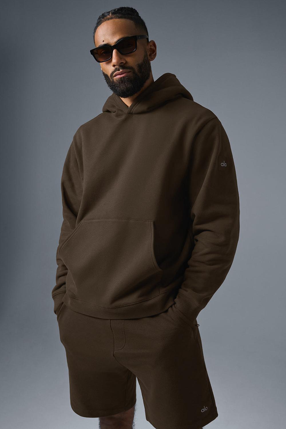 Alo Yoga Renown Heavy Weight Uomo Felpa con Cappuccio Espresso | Italia  OXL-017924