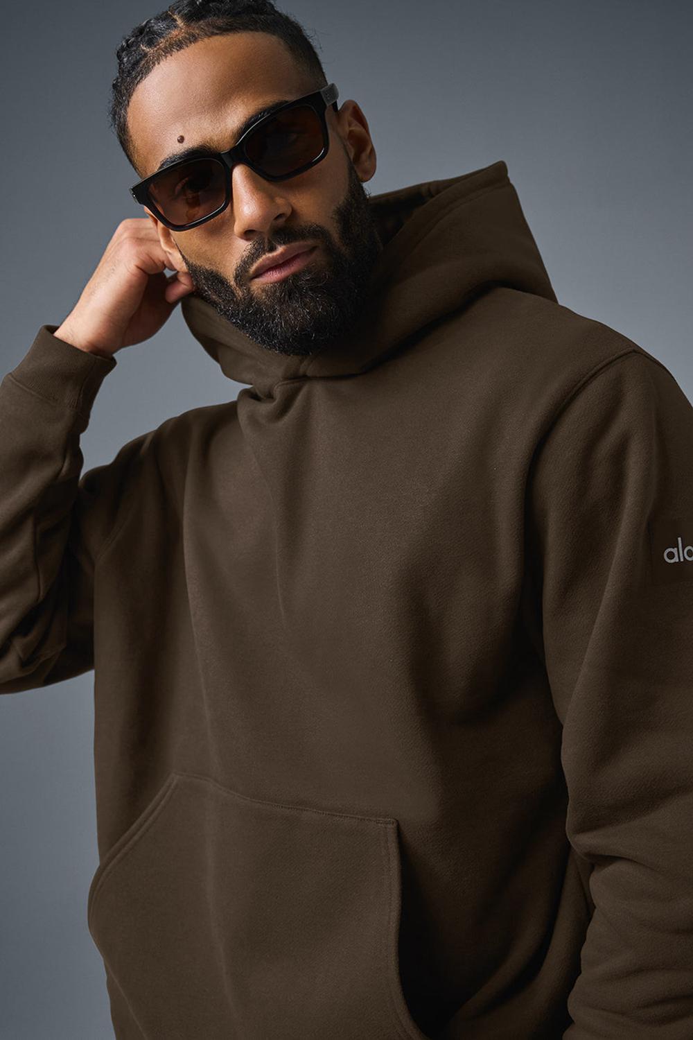 Alo Yoga Renown Heavy Weight Uomo Felpa con Cappuccio Espresso | Italia  OXL-017924
