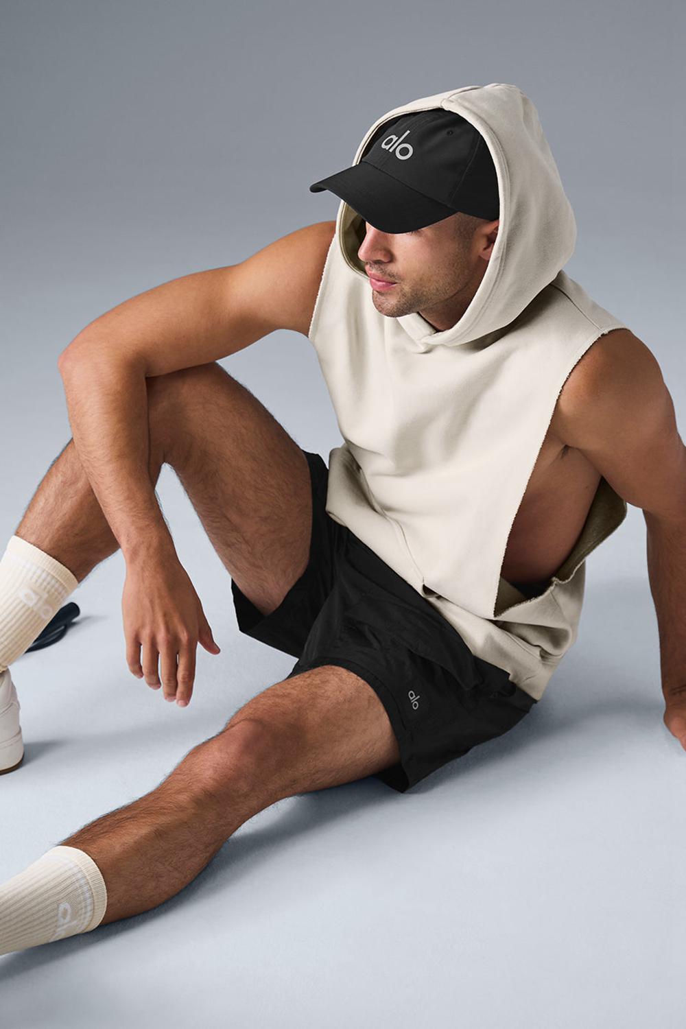 Alo Yoga Renown Sleeveless Uomo Felpa con Cappuccio Bone | Italia  XWK-263794