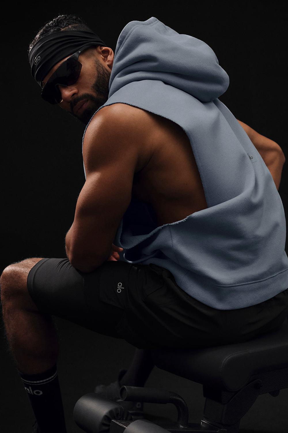 Alo Yoga Renown Sleeveless Uomo Felpa con Cappuccio Grigie | Italia  EAF-083927