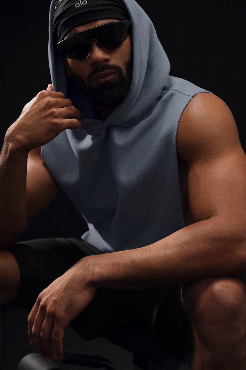 Alo Yoga Renown Sleeveless Uomo Felpa con Cappuccio Grigie | Italia  EAF-083927