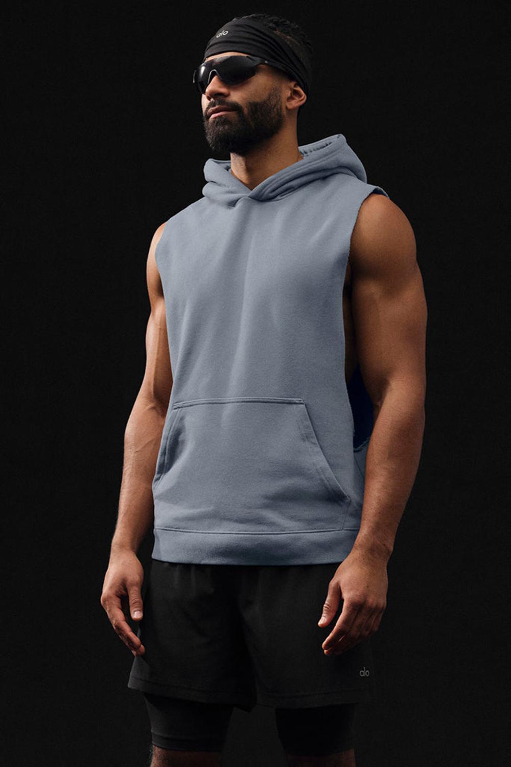 Alo Yoga Renown Sleeveless Uomo Felpa con Cappuccio Grigie | Italia  EAF-083927