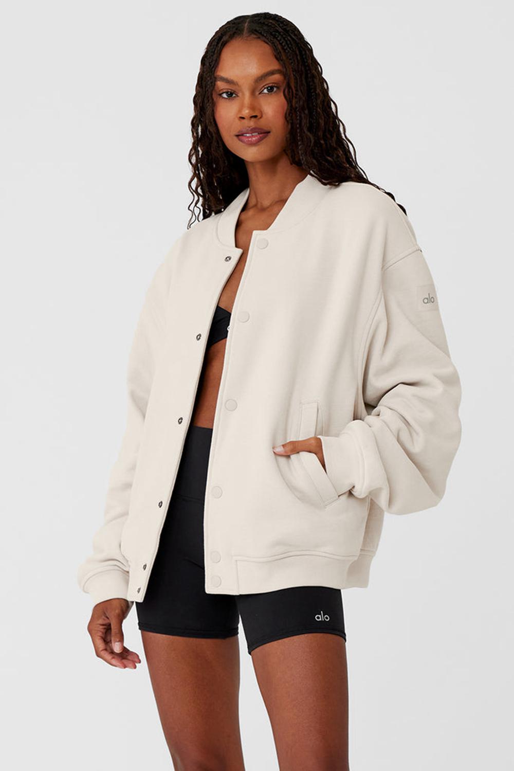 Alo Yoga Renown Varsity Donna Giacca Bone | Italia  ZRE-869345