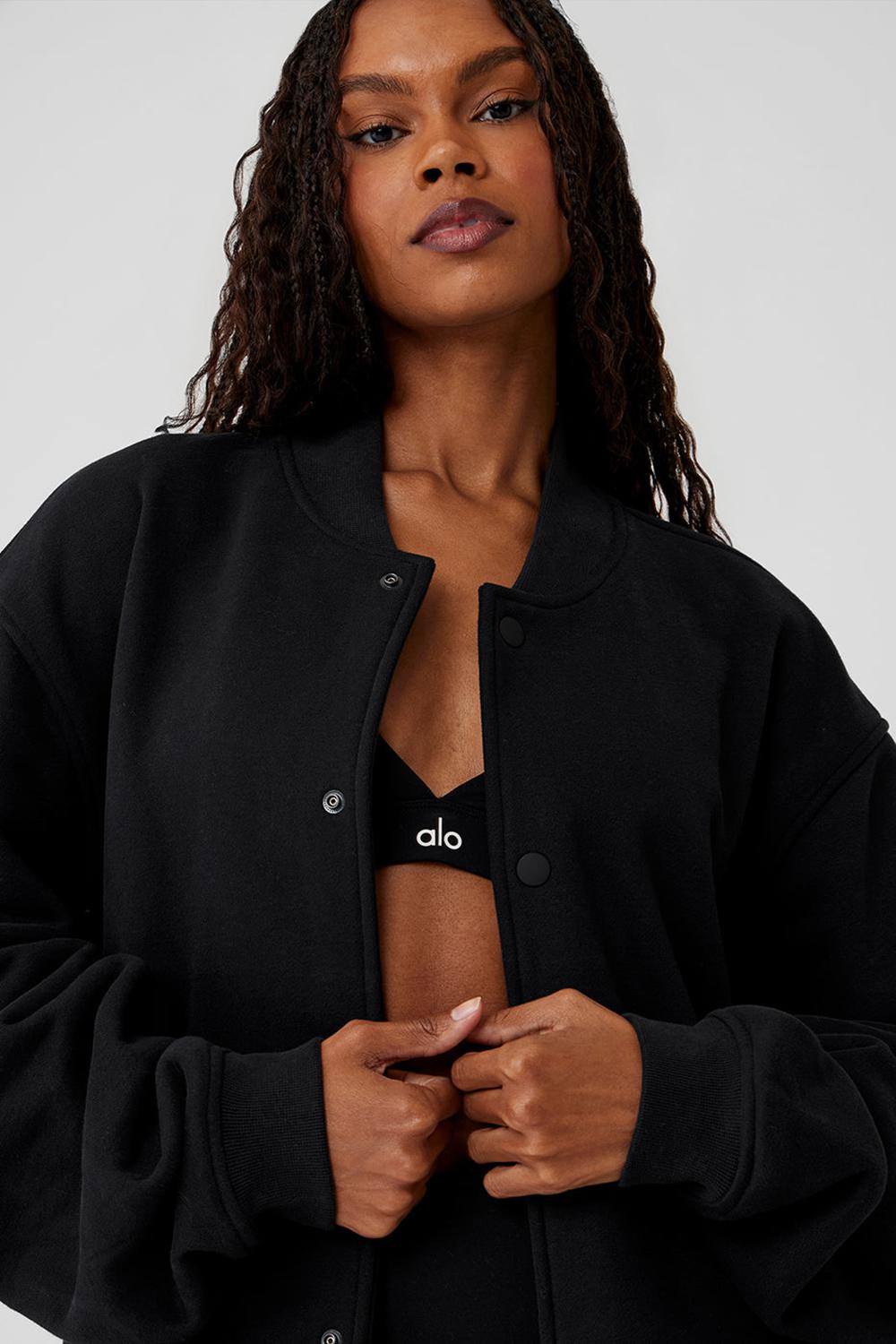 Alo Yoga Renown Varsity Donna Giacca Nere | Italia  ESU-942176