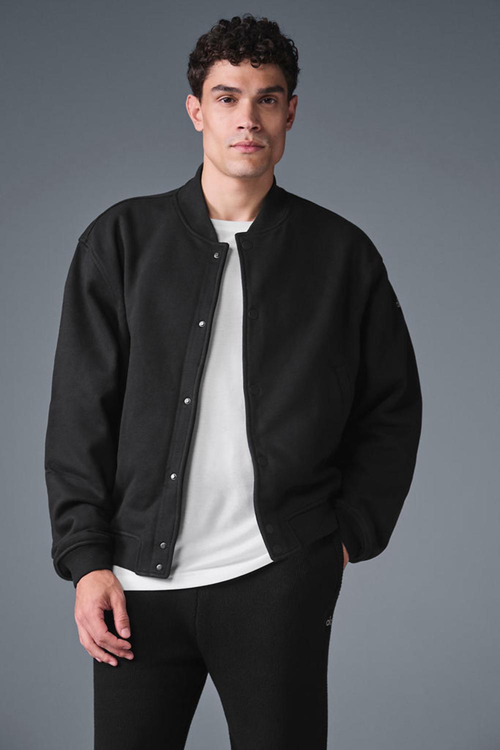 Alo Yoga Renown Varsity Uomo Giacca Nere | Italia  RLB-142870