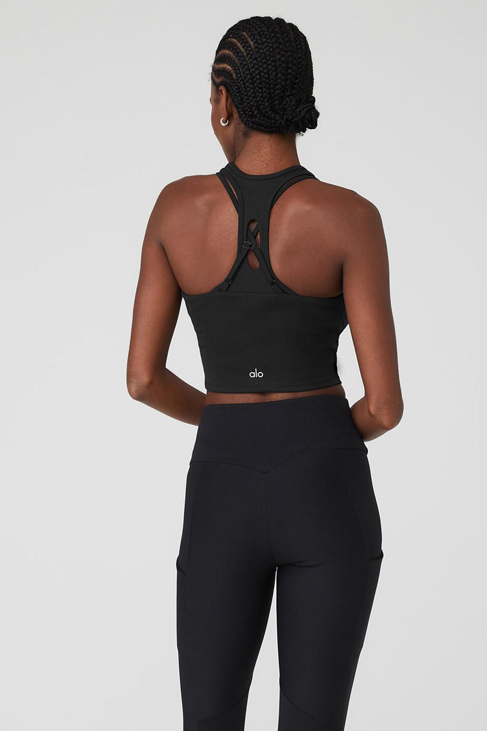 Alo Yoga Ribbed Airlift Enchanted Donna Bra Tank Nere | Italia  DNI-958462
