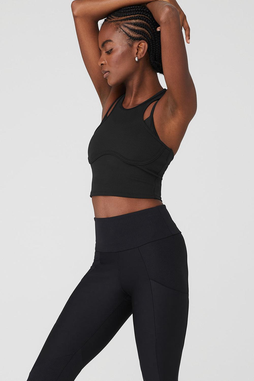 Alo Yoga Ribbed Airlift Enchanted Donna Bra Tank Nere | Italia  DNI-958462