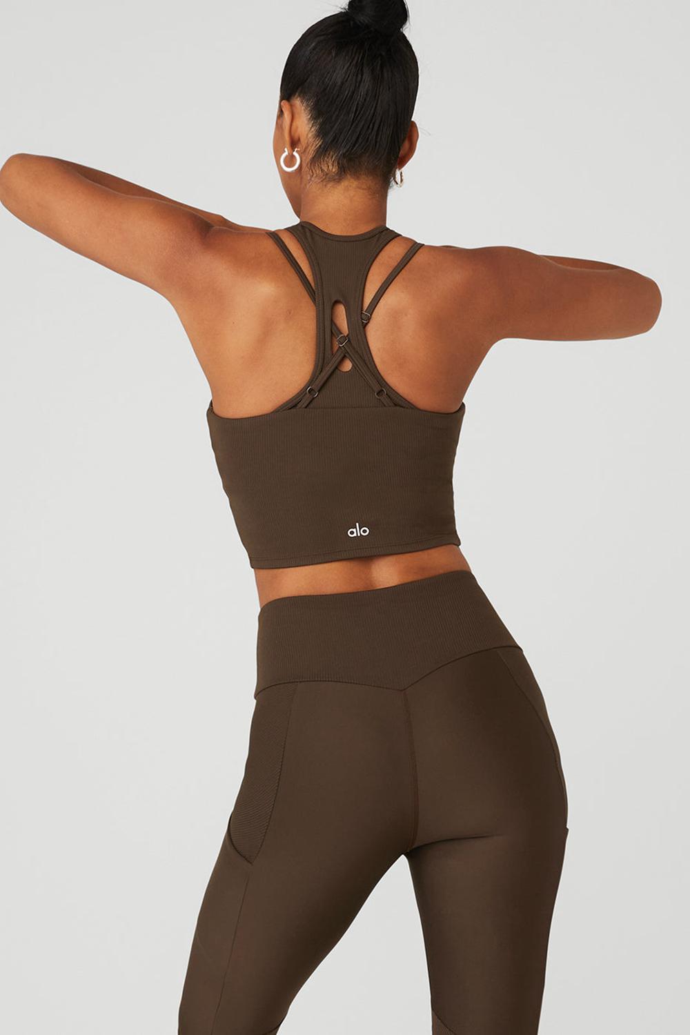 Alo Yoga Ribbed Airlift Enchanted Donna Bra Tank Espresso | Italia  KLU-409256